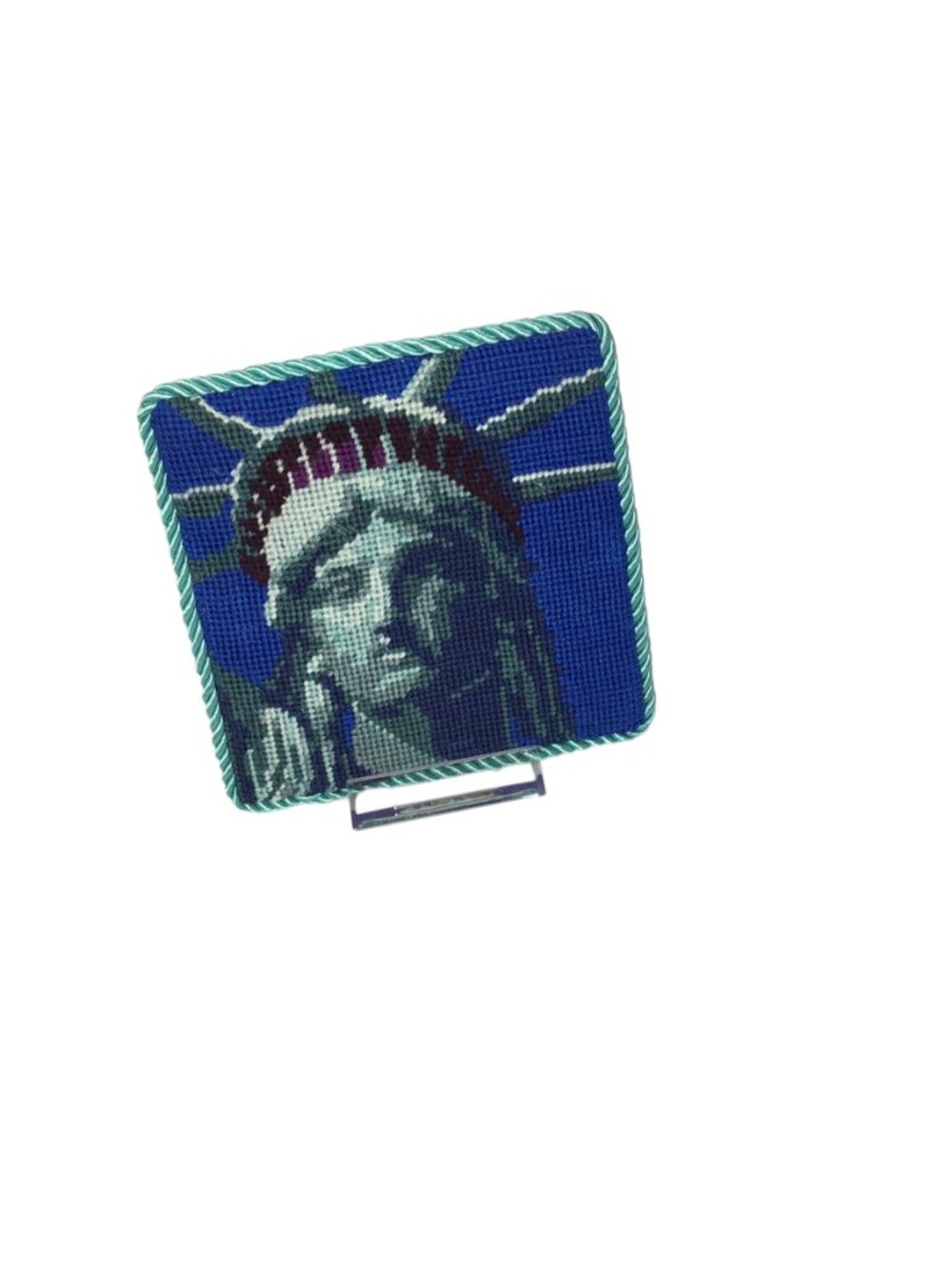 Statue of Liberty Needlepoint Stand Up Finished Completed 5 x 5" New York